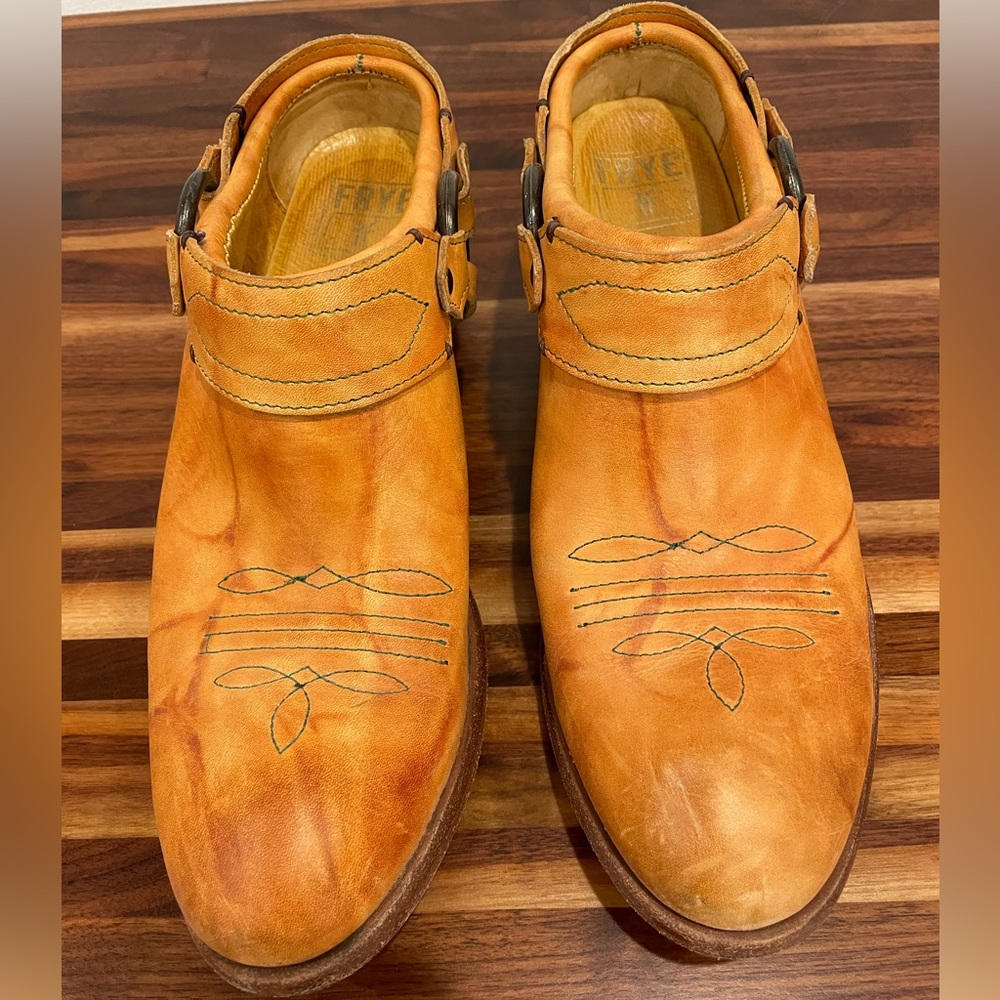 Frye Belted Harness Mules
